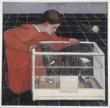 Broncia Koller-Pinell, Silvia Koller mit Vogelkäfig, 1907/08 © Vera Eisenberger KG, Wien